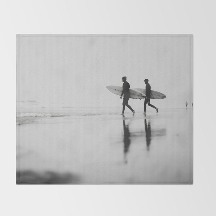 Surf Shadows - Monochrome Ocean Photography Throw Blanket Gallery Image 2