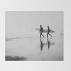 Surf Shadows - Monochrome Ocean Photography Throw Blanket Gallery Image 2