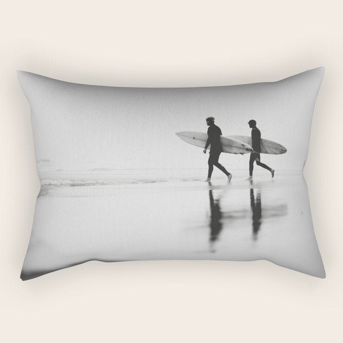 Surf Shadows - Monochrome Ocean Photography Rectangular Pillow Gallery Image 2