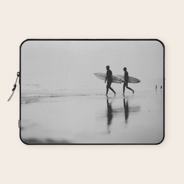 Surf Shadows - Monochrome Ocean Photography Laptop Sleeve Gallery Image 1
