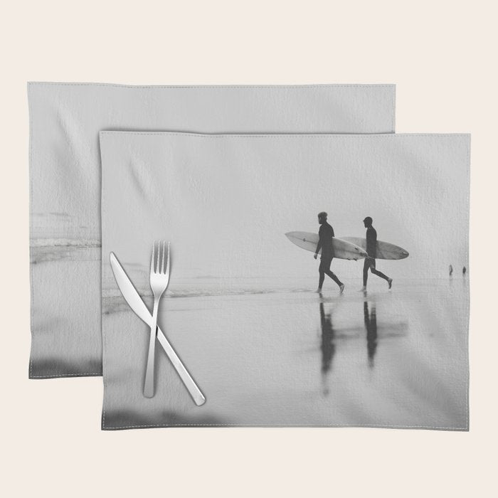 Surf Shadows - Monochrome Ocean Photography Placemat Gallery Image 1