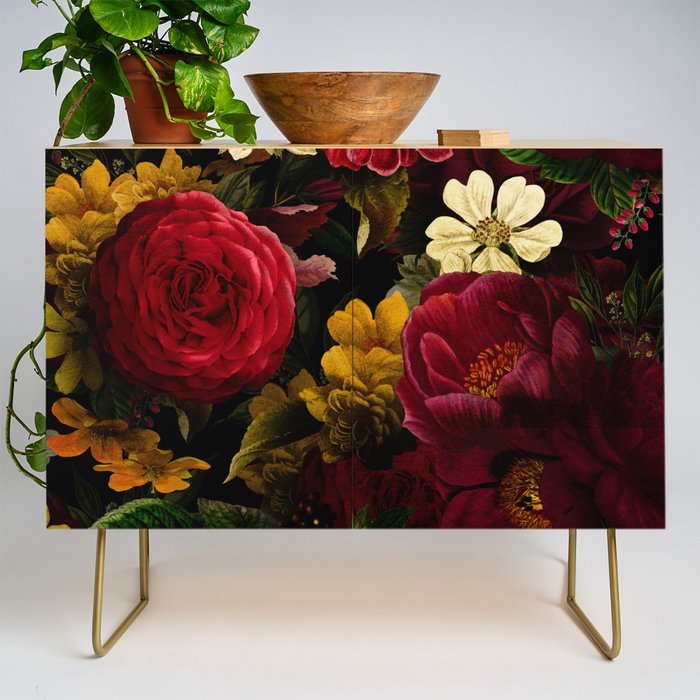 Dutch Midnight Vintage Red Roses Garden Credenza Gallery Image 1