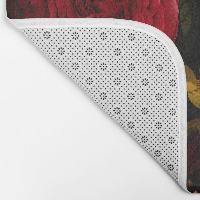 Dutch Midnight Vintage Red Roses Garden Bath Mat Gallery Image 2