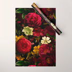 Dutch Midnight Vintage Red Roses Garden Wrapping Paper Gallery Image 1