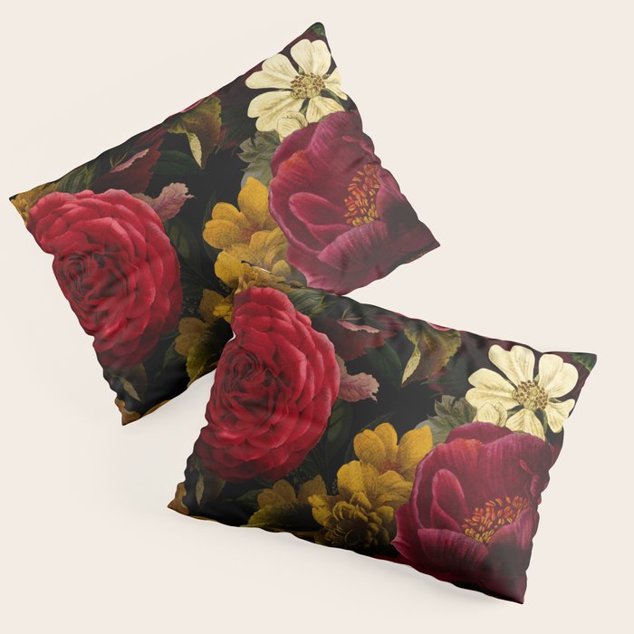 Dutch Midnight Vintage Red Roses Garden Pillow Sham Gallery Image 1