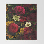 Dutch Midnight Vintage Red Roses Garden Throw Blanket Gallery Image 2