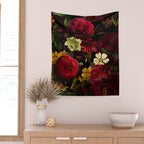 Dutch Midnight Vintage Red Roses Garden Wall Tapestry Gallery Image 2