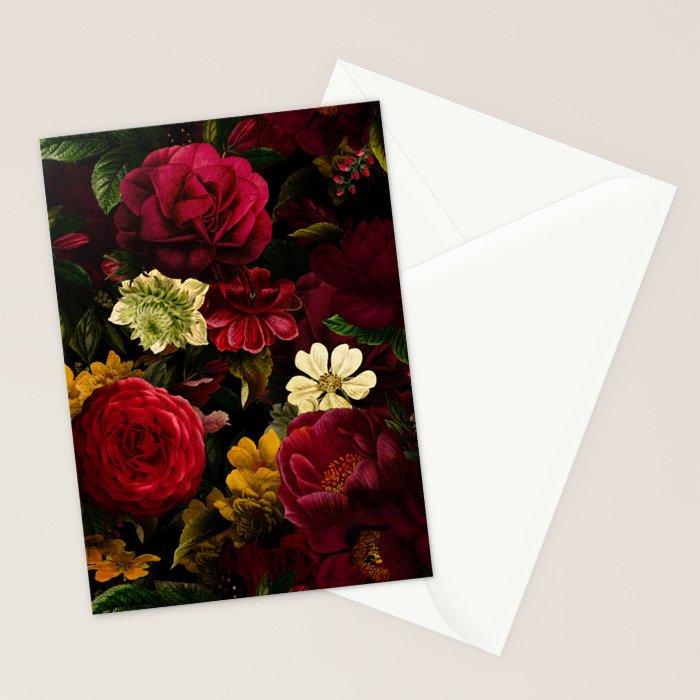 Dutch Midnight Vintage Red Roses Garden Stationery Card Gallery Image 2