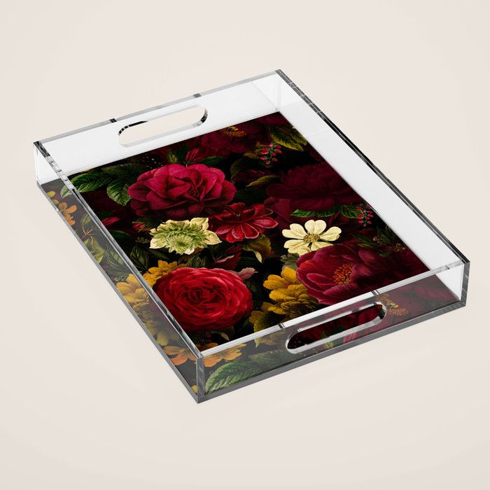 Dutch Midnight Vintage Red Roses Garden Acrylic Tray Gallery Image 1