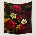 Dutch Midnight Vintage Red Roses Garden Wall Tapestry Gallery Image 4