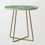 Japanese Flying Crane Aqua Mint Forest Pattern Side Table Gallery Image 1
