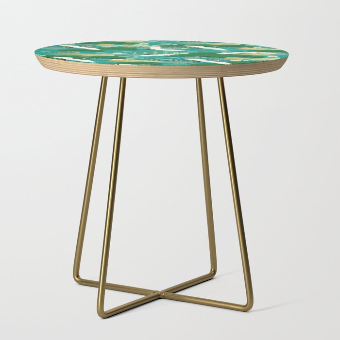 Japanese Flying Crane Aqua Mint Forest Pattern Side Table Gallery Image 1