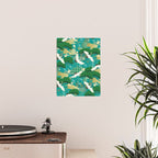 Japanese Flying Crane Aqua Mint Forest Pattern Poster Gallery Image 2