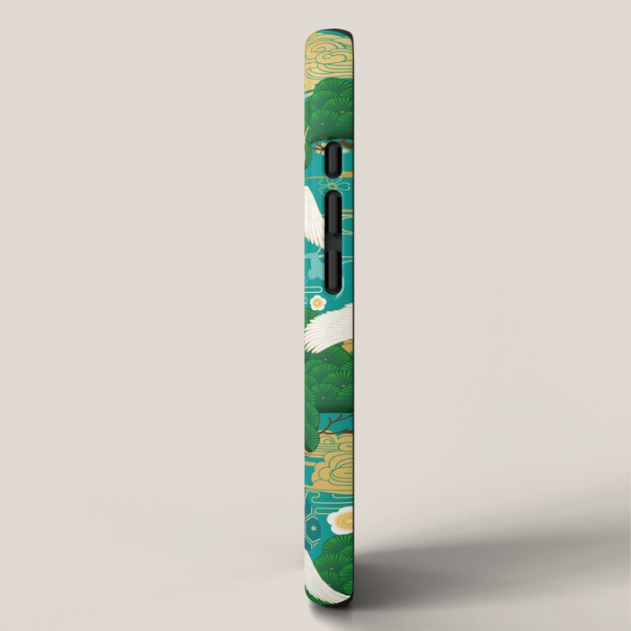 Japanese Flying Crane Aqua Mint Forest Pattern iPhone Case Gallery Image 2