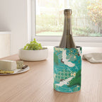 Japanese Flying Crane Aqua Mint Forest Pattern Wine Chiller Gallery Image 4