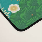 Japanese Flying Crane Aqua Mint Forest Pattern Desk Mat Gallery Image 4