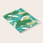 Japanese Flying Crane Aqua Mint Forest Pattern Notebook Gallery Image 2