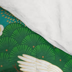 Japanese Flying Crane Aqua Mint Forest Pattern Comforter Gallery Image 4