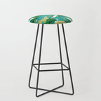Japanese Flying Crane Aqua Mint Forest Pattern Stool Gallery Image 1
