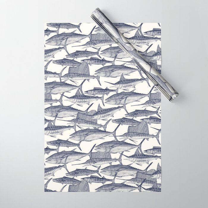 Atlantic fish blue Wrapping Paper Gallery Image 1