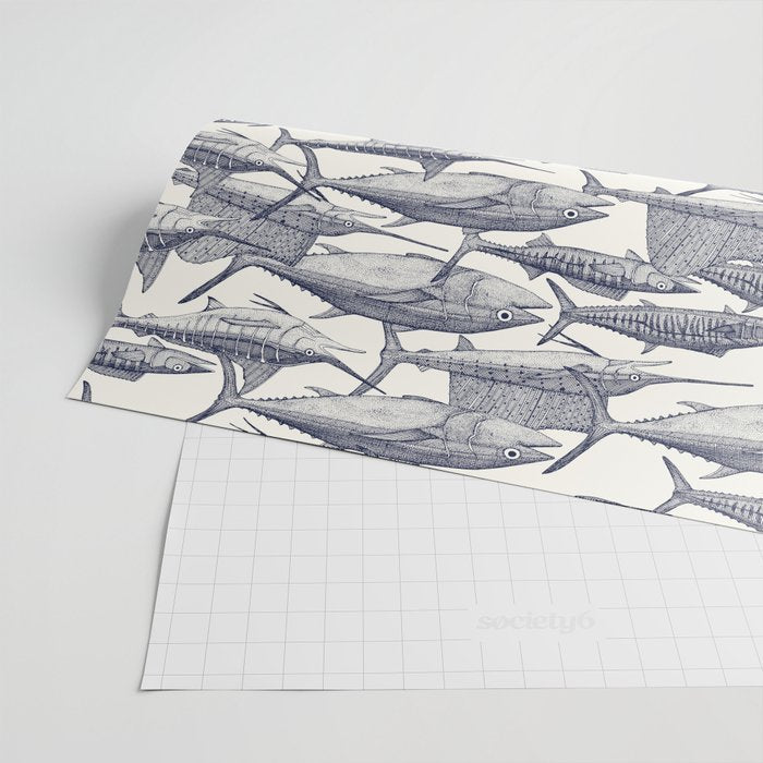 Atlantic fish blue Wrapping Paper Gallery Image 2