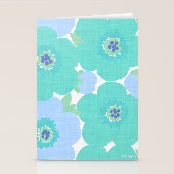 Bright Summer Floral Mid-Century Style Flower Pattern Stationery Card Gallery Image 2