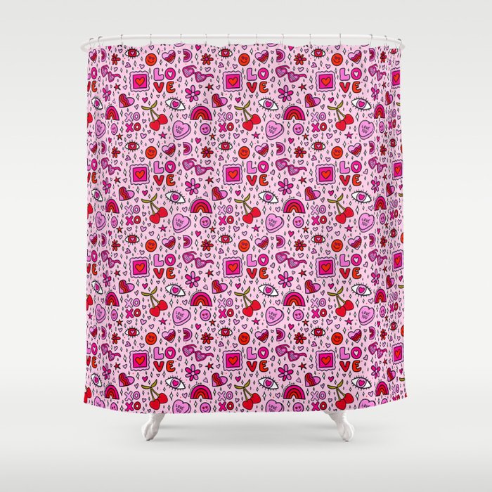 Valentine Print Shower Curtain Gallery Image 1
