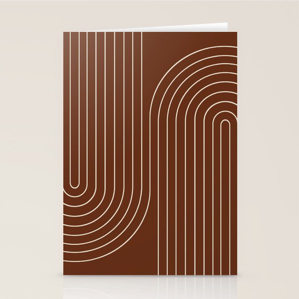 Minimal Line Curvature XIX Brick Red Mid Century Modern Arch Abstract Stationery Card Gallery Image 1