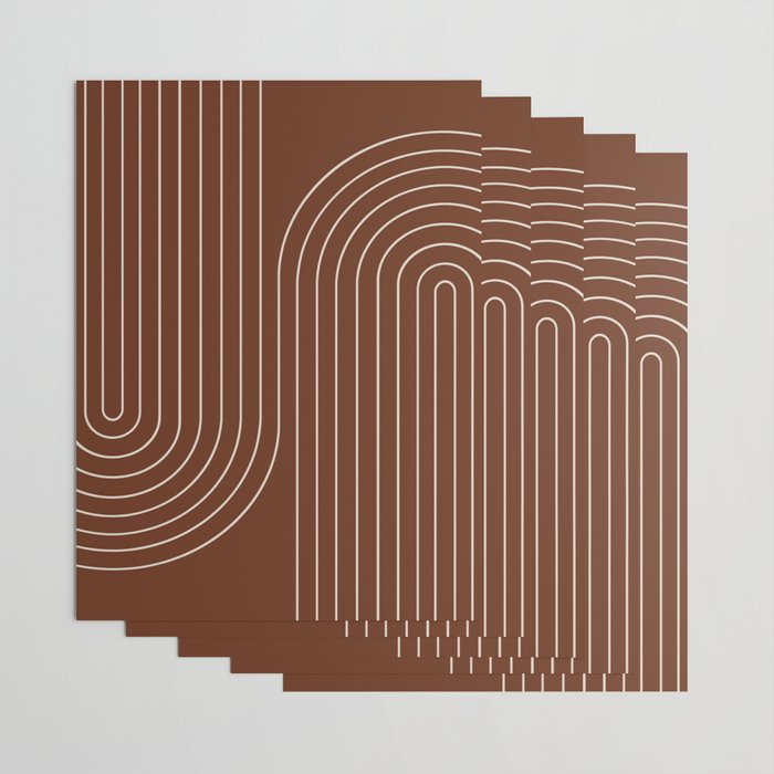 Minimal Line Curvature XIX Brick Red Mid Century Modern Arch Abstract Wrapping Paper Gallery Image 3
