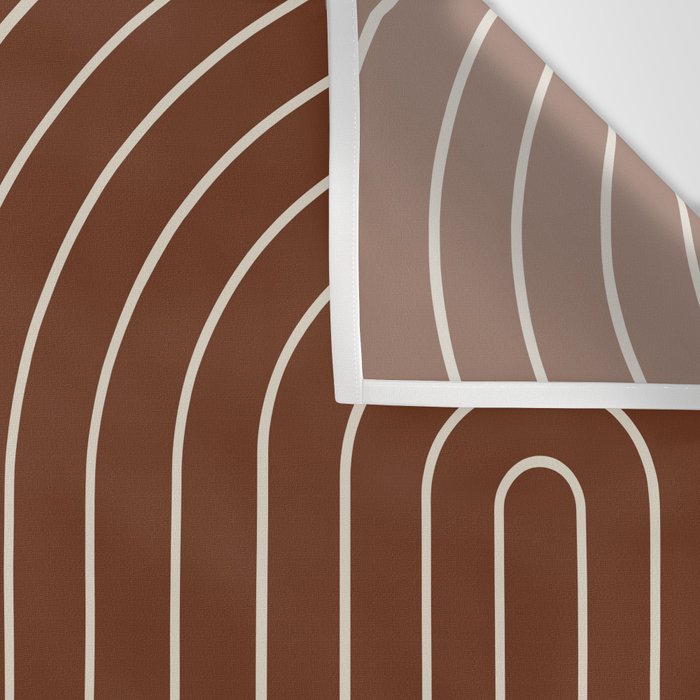Minimal Line Curvature XIX Brick Red Mid Century Modern Arch Abstract Wall Tapestry Gallery Image 3