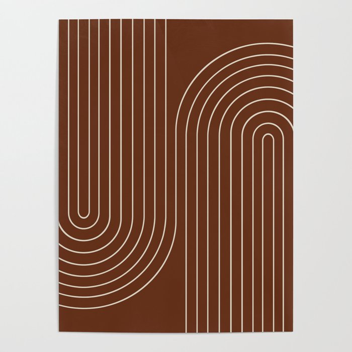 Minimal Line Curvature XIX Brick Red Mid Century Modern Arch Abstract Poster Gallery Image 4