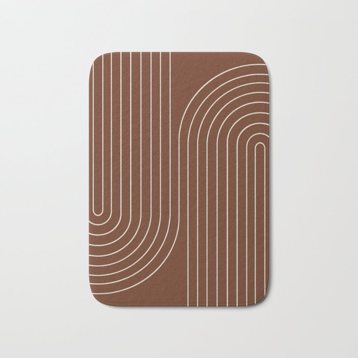 Minimal Line Curvature XIX Brick Red Mid Century Modern Arch Abstract Bath Mat Gallery Image 1