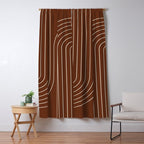 Minimal Line Curvature XIX Brick Red Mid Century Modern Arch Abstract Window Curtain Gallery Image 5