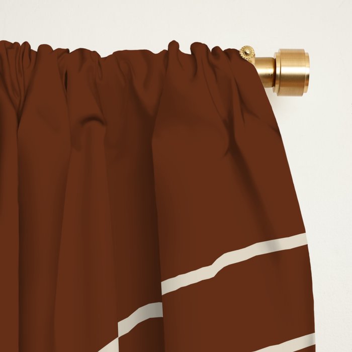 Minimal Line Curvature XIX Brick Red Mid Century Modern Arch Abstract Window Curtain Gallery Image 2
