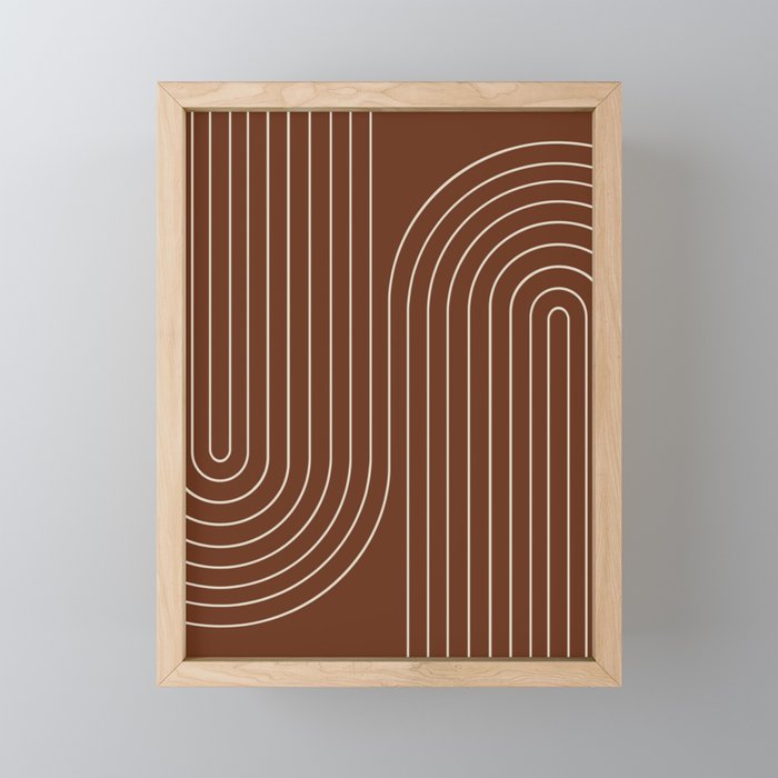 Minimal Line Curvature XIX Brick Red Mid Century Modern Arch Abstract Mini Art Print Gallery Image 1