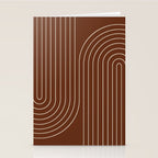 Minimal Line Curvature XIX Brick Red Mid Century Modern Arch Abstract Stationery Card Gallery Image 2