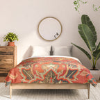 Red Arabic Rug I // 17th Century Colorful Firey Red Light Teal Sapphire Navy Blue Ornate Pattern Comforter Gallery Image 3