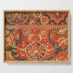 Red Arabic Rug I // 17th Century Colorful Firey Red Light Teal Sapphire Navy Blue Ornate Pattern Serving Tray Gallery Image 1