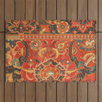 Red Arabic Rug I // 17th Century Colorful Firey Red Light Teal Sapphire Navy Blue Ornate Pattern Outdoor Rug Gallery Image 1