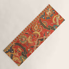Red Arabic Rug I // 17th Century Colorful Firey Red Light Teal Sapphire Navy Blue Ornate Pattern Yoga Mat Gallery Image 1