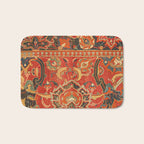 Red Arabic Rug I // 17th Century Colorful Firey Red Light Teal Sapphire Navy Blue Ornate Pattern Bath Mat Gallery Image 1