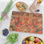 Red Arabic Rug I // 17th Century Colorful Firey Red Light Teal Sapphire Navy Blue Ornate Pattern Cutting Board Gallery Image 2