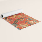 Red Arabic Rug I // 17th Century Colorful Firey Red Light Teal Sapphire Navy Blue Ornate Pattern Yoga Mat Gallery Image 2
