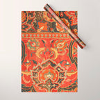 Red Arabic Rug I // 17th Century Colorful Firey Red Light Teal Sapphire Navy Blue Ornate Pattern Wrapping Paper Gallery Image 1