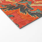 Red Arabic Rug I // 17th Century Colorful Firey Red Light Teal Sapphire Navy Blue Ornate Pattern Welcome Mat Gallery Image 2