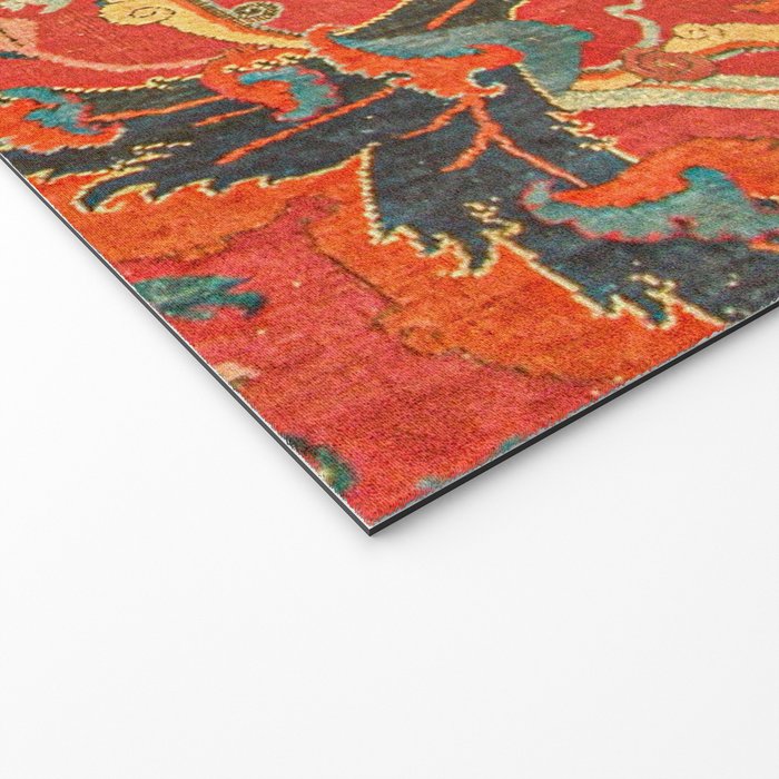 Red Arabic Rug I // 17th Century Colorful Firey Red Light Teal Sapphire Navy Blue Ornate Pattern Welcome Mat Gallery Image 2