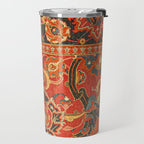 Red Arabic Rug I // 17th Century Colorful Firey Red Light Teal Sapphire Navy Blue Ornate Pattern Travel Mug Gallery Image 2