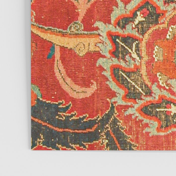 Red Arabic Rug I // 17th Century Colorful Firey Red Light Teal Sapphire Navy Blue Ornate Pattern Poster Gallery Image 3