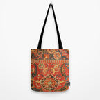 Red Arabic Rug I // 17th Century Colorful Firey Red Light Teal Sapphire Navy Blue Ornate Pattern Tote Bag Gallery Image 2