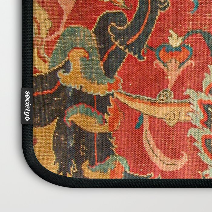 Red Arabic Rug I // 17th Century Colorful Firey Red Light Teal Sapphire Navy Blue Ornate Pattern Laptop Sleeve Gallery Image 3